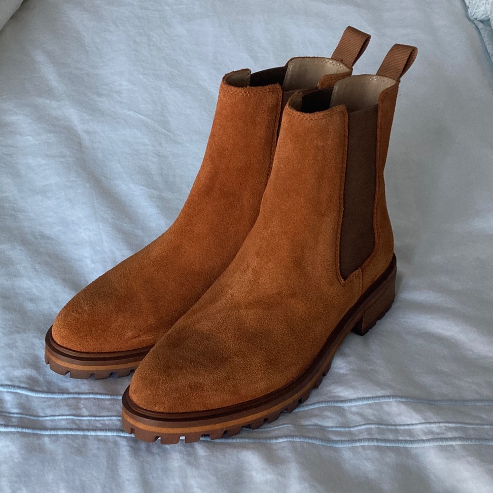 Quince Tan Suede Ankle Boots